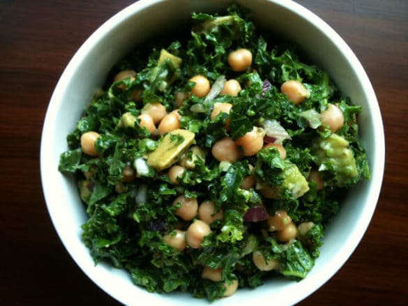 Kale Salad with Creamy Avocado and Chickpeas