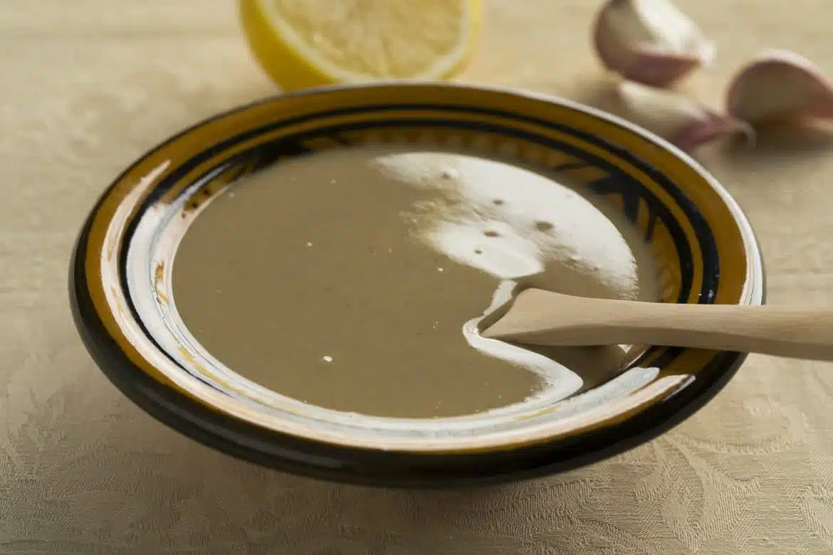Bowl with fresh homemade tahini