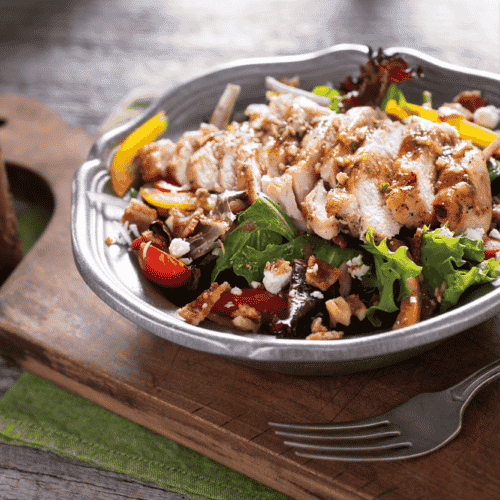 Delicious Balsamic Chicken Salad With Spicy Mustard and Walnuts