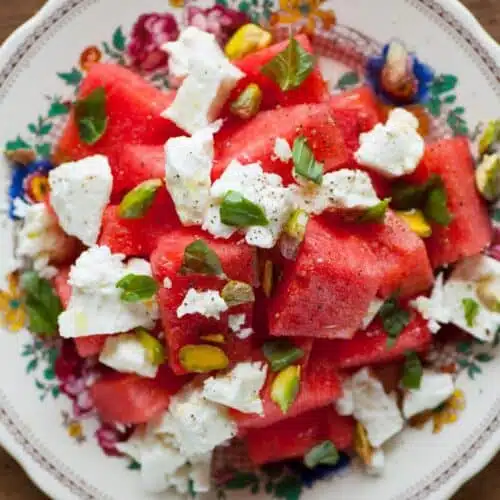 Delightful Watermelon And Feta Salad With Raw Sunflower Seeds