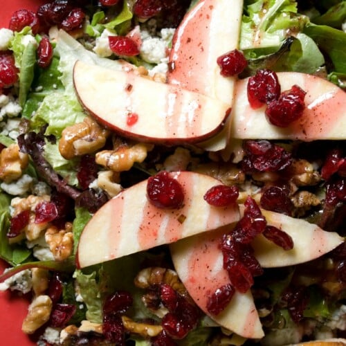 Fresh And Flavorful Green Salad With Apples, Cranberries, And Walnuts